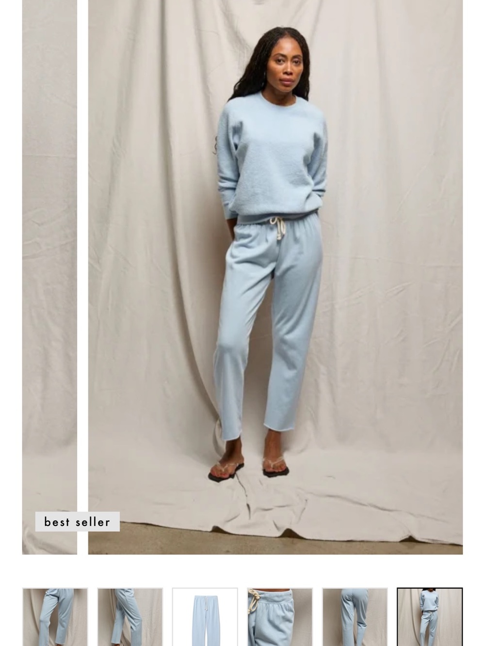 perfectwhitetee SET Navy Cozy Crop Pants & 3/4 sleeve Sweatshirt